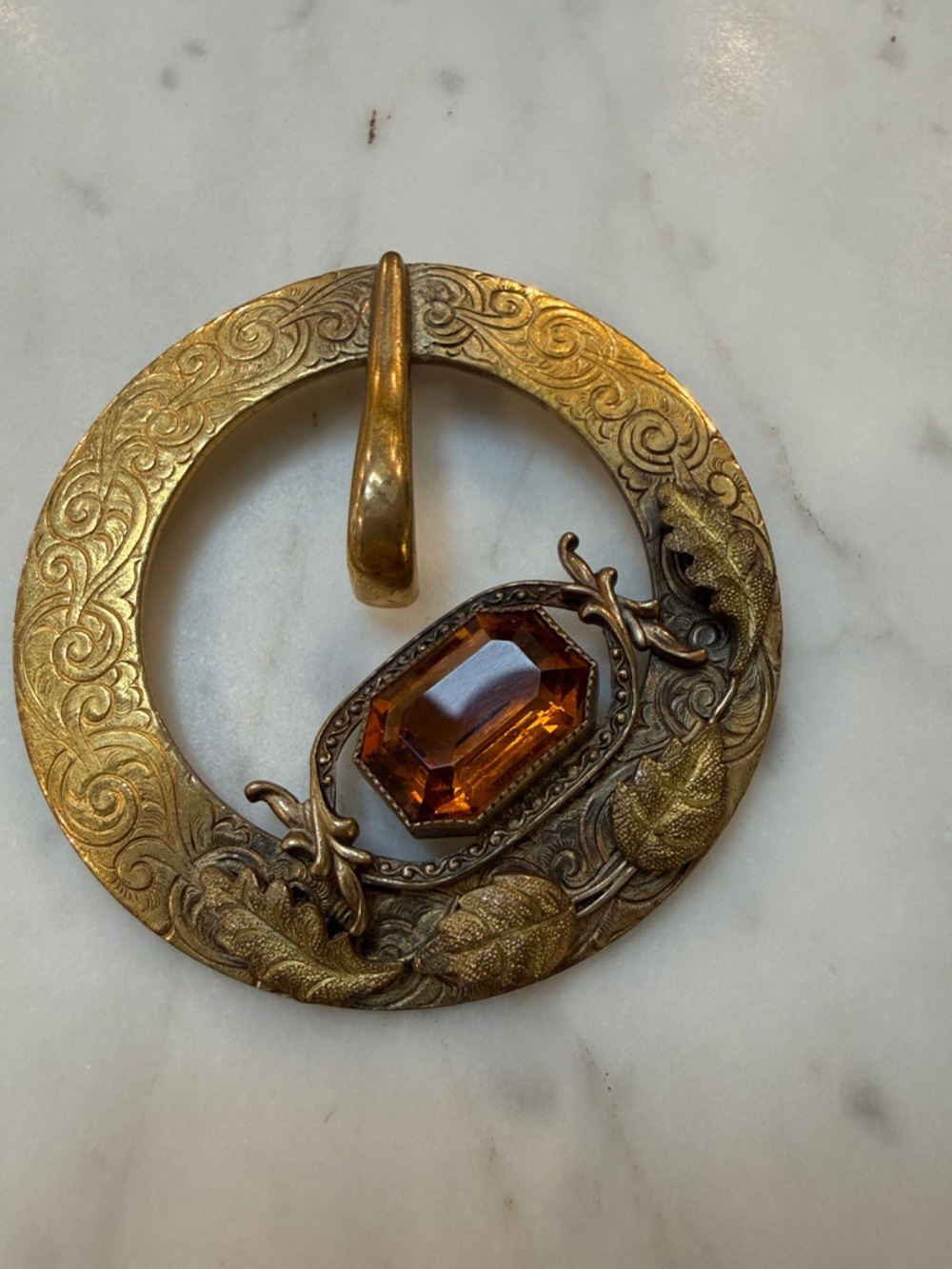 Antique-Style Round sash buckle / necklace by George L Payne CO.